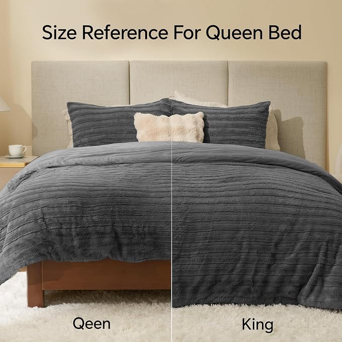 BEDELITE Faux Fur Twin/Twin XL Comforter Set, Fluffy Bed Set, Grey | Super Soft & Warm, Luxury Fuzzy Cozy Comforter for Winter, Heavy Plush Bed set, with 1 Pillowcase