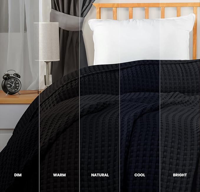 Utopia Bedding 100% Cotton Waffle Blanket Queen Size Black, 90x90 Inch | Lightweight Breathable Cozy Summer Bed Blanket Home Decor Gift for Women and Men
