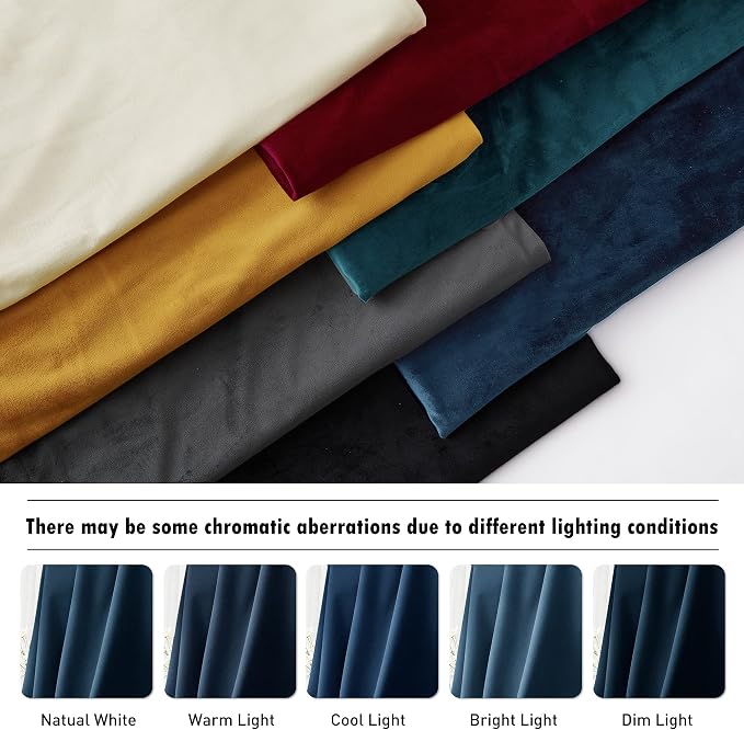 RYB HOME Navy Blue Velvet Curtains & Drapes 72 inches Long for Nursery | Thermal Insulated, Privacy UV Blocking, Luxurious Soft Fabric, Back Tab, Drapes for Bedroom Bathroom, W42 x L72, 2 Panels