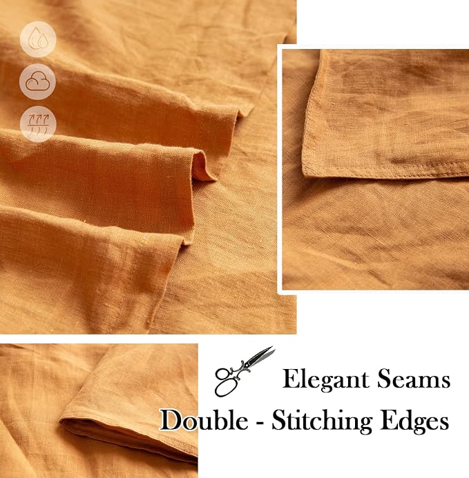 Simple&Opulence 100% Washed Linen Euro Shams 26'' x 26'' Pack of 2, Basic Style Solid Color Natural Flax Farmhouse Decorative Square Throw Pillow Covers for Bed Couch Sofa - Rust