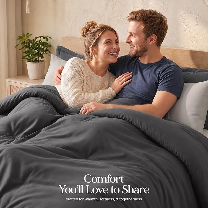 Utopia Bedding 3 Pc Queen Comforter Set, All Season Bedding, Grey | Bedding Set Includes Comforter (88x88) Inches, 2 Shams (20x26) Inches. Soft Microfiber Down Alternative, Machine Washable.