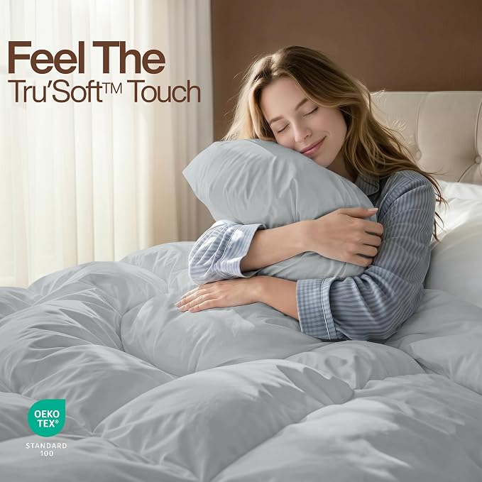 Utopia Bedding Comforter King Size, Duvet Insert, Light Grey, 90 x 102 in | Soft and Fluffy Down Alternative Bed Comforter, All Season, Breathable, Corner Tabs, Box Stitched, Durable, Machine Washable