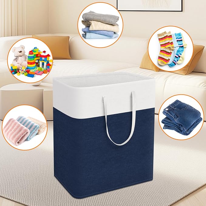 TasticTotes Laundry Basket 3-Pack, Laundry Hamper, 100L-Blue | Clothes Laundry Hamper, Collapsible Laundry Basket, Freestanding laundry hamper with Handles for Home or Dorm