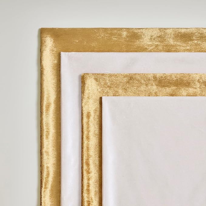 GIGIZAZA Pack of 4 Decorative Velvet Pillow Covers 18x18 Ivory Gold | Throw Pillows for Couch Sofa,280gsm Soft Textured Fabric,Modern Accent Pillowcases,Luxury Living Room Cushion Covers