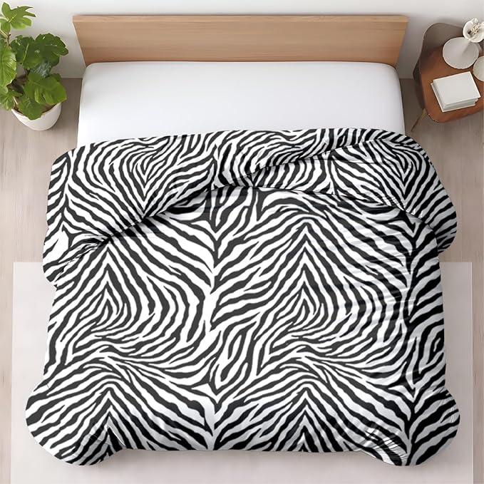 1 Pc 120" x 98" Duvet Cover Oversized King Cotton - Soft Primium Zebra Animal Print Comforter Cover, Zipper Closure & 7 Corner Ties - Fits Large King Inserts - Zebra