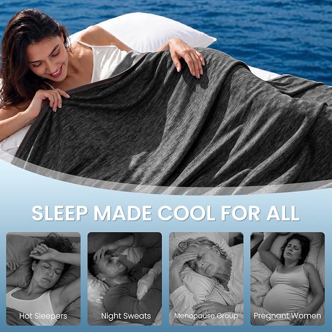 Topcee Cooling Blanket Queen Size 90"x90" for Hot Sleepers Summer Blanket | Absorbs Heat Cold Summer Blanket for Night Sweats & Menopause Q-Max>0.5 Lightweight Breathable Soft Double-Side Cooling