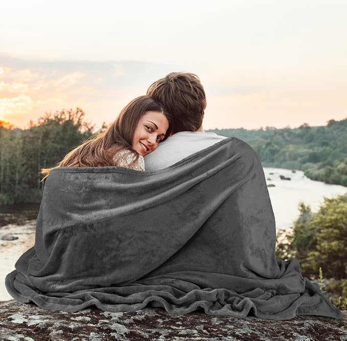 Utopia Bedding Ultra Soft Fleece Bed Blanket Queen Size Grey (90x90 Inches) | Microfiber Plush Warm Lightweight Breathable Cozy Blanket Anti-Static, All Season Use, Gift for Women and Men