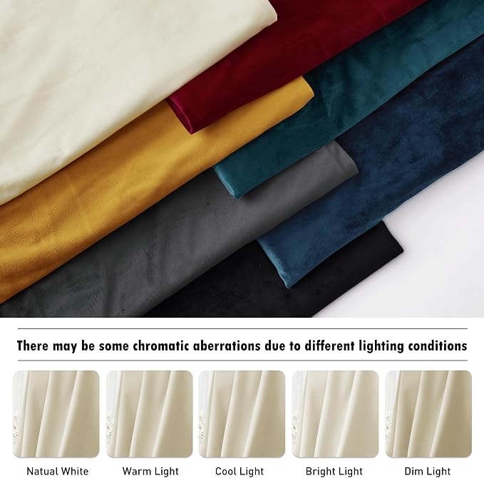 RYB HOME Beige Velvet Curtains 90 inches for Bedroom Living Room Farmhouse | Thermal Insulated, Privacy UV Block, Energy Saving, Luxury Window Decor for Dining Room Sliding Door, W52 x L90, 2 Panels
