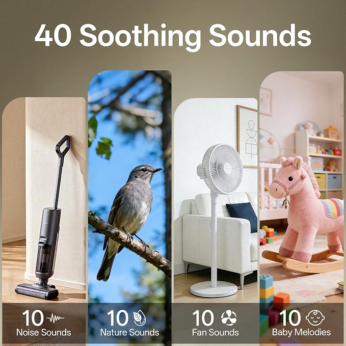Hotmoon Sound Machine for Sleep, Cocoon 2, 40 Sounds, Dual-Speaker, Plug in | White Green Pink Brown Noise Machine for Sleeping Adults Office Privacy Baby Dogs, 4 Timers, 8 Night Light, Rain Noise Maker
