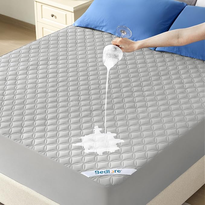 BEDLORE Waterproof Full Size Mattress Protector, Deep Pocket Fit, Washable | Soft Noiseless Breathable Bed Mattress Cover Pad, Fits 6-15 Inch Deep Mattresses, Ideal for Home Bedroom, Hotel, Light Gray