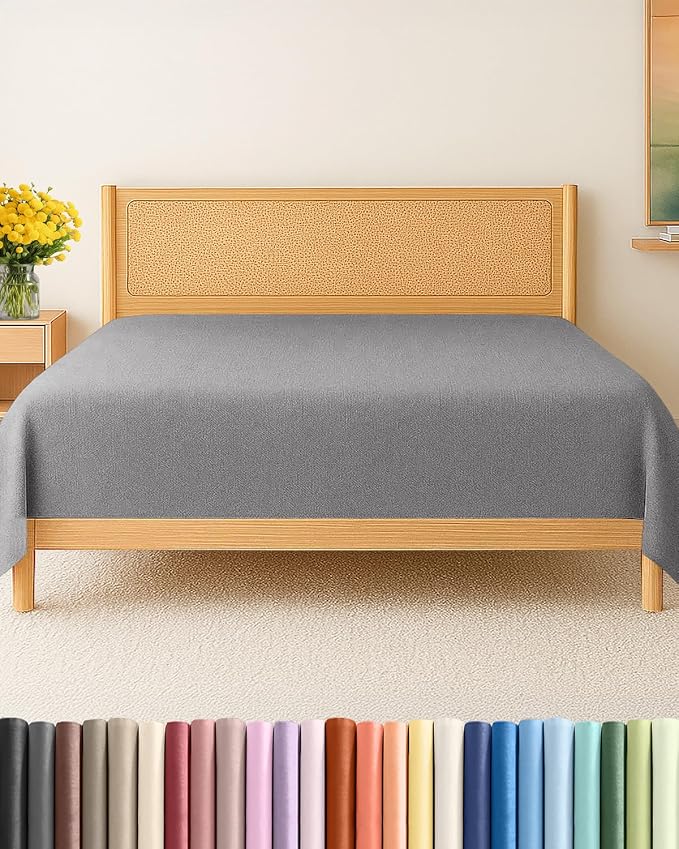 Twin XL Flat Sheet - College Dorm Room - Top Flat Sheet - Heathered Grey | College Dorm Room Essentials, Ultra-Soft, Breathable & Cooling, Fade & Wrinkle Free, Easy-Care, Stain & Shrink Resistant