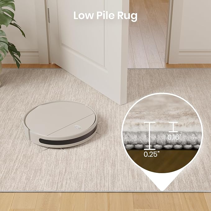 8x10 Area Rugs for Living Room, Large Washable Rug Non Slip, Beige | Soft Low Pile, Thin & Lighweight Carpet, Folable Stain Resistant Modern Indoor Floor Mat for Bedroom, Dining Room, Home Decor