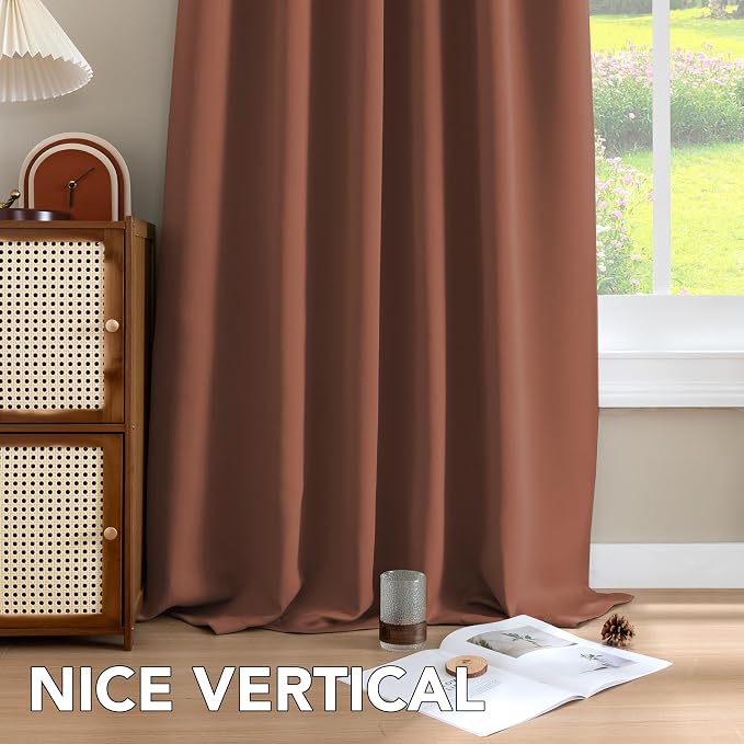 H.VERSAILTEX Blackout Curtains Thermal Insulated Window Treatment Panels Room Darkening Blackout Drapes for Living Room Back Tab/Rod Pocket Bedroom Draperies (2 Panels, Washed Spice, 52 x 84 Inch)
