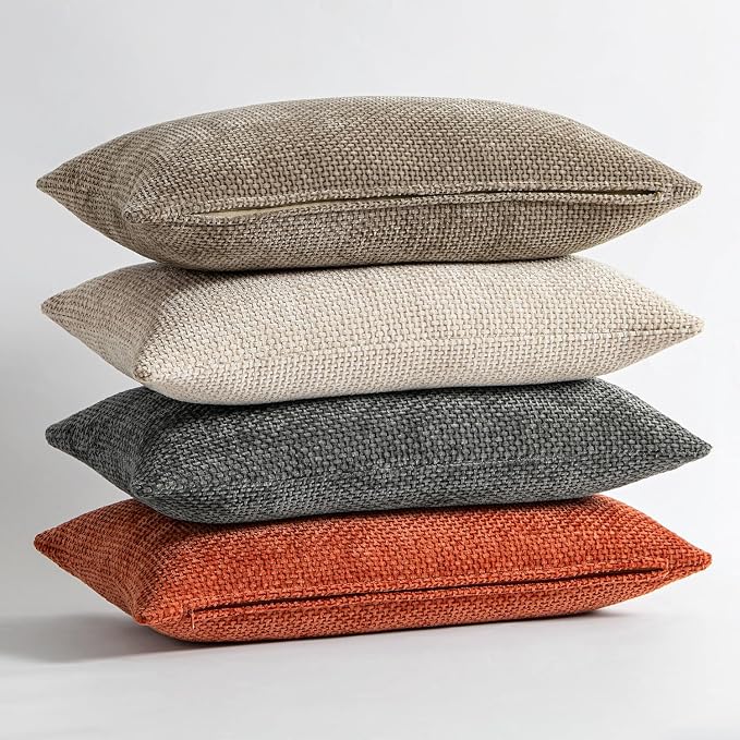 MIULEE Fall Decorative Couch Throw Pillow Covers 16x16 Burnt Orange 2 Pack | Modern Boho Accent, Soft Chenille Pillow Covers, Farmhouse Cushion Cases for Home Decor Bed Sofa Living Room