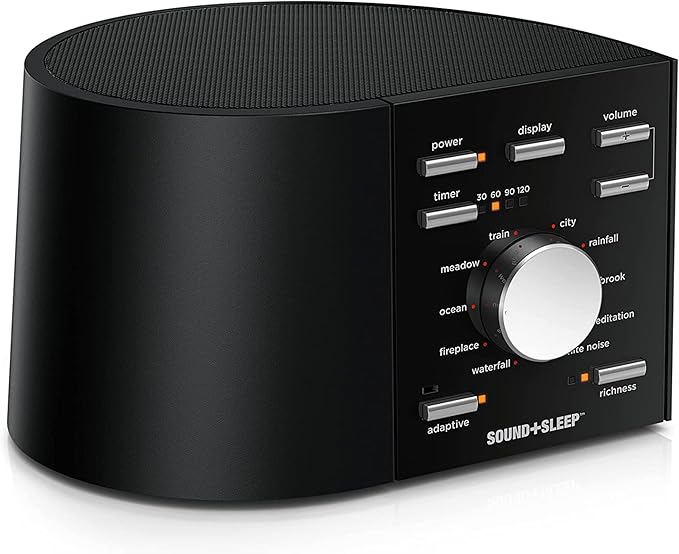 Adaptive Sound Technologies Sound + Sleep White Noise Machine, Black | White Noise Machine for Focus Support with a Convenient Sleep Timer, Built-in Headphone Jack, and Precision Volume Settings
