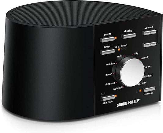 Adaptive Sound Technologies Sound + Sleep White Noise Machine, Black | White Noise Machine for Focus Support with a Convenient Sleep Timer, Built-in Headphone Jack, and Precision Volume Settings
