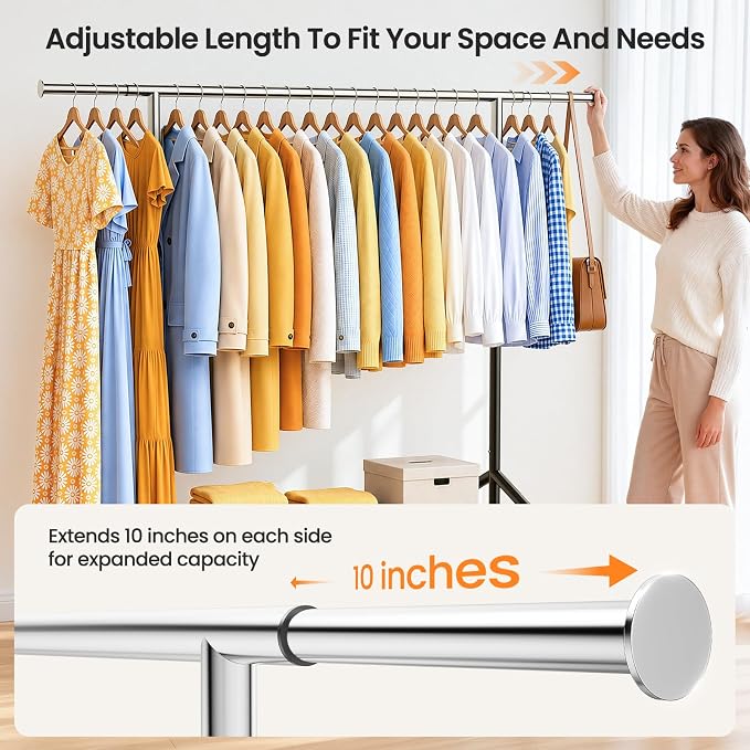 Heavy Duty Clothes Rack, Rolling Clothing Rack Load 650 LBS for Hanging Clothes with 2 Sturdy Shelves, Metal Garment Rack with Wheels for Bedroom, Laundry Room, Retail Store, Silver-Black