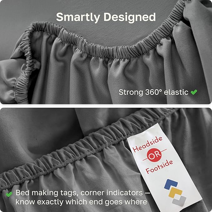 California Design Den Soft 100% Cotton Sateen Twin XL Fitted Sheet, Grey | 400 Thread Count Backed by Good Housekeeping Seal, All-Around Elastic, No-Pop Fit, Durable, OEKO-TEX
