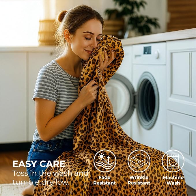 Satin Sheets Queen [4-Piece, Gold Leopard] Hotel Luxury Silky Bed Sheets - Extra Soft 1800 Microfiber Sheet Set, Wrinkle, Fade, Stain Resistant - Deep Pocket Fitted Sheet, Flat Sheet, Pillow Cases