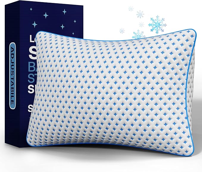 King Pillow 1 Pack, Cooling Shredded Memory Foam Pillow | Adjustable Loft, Balanced Support, Medium Firm Feel, Side Back Stomach Sleepers, Washable Cover, Airflow Design, Easy Care