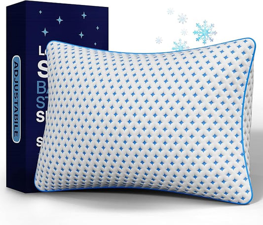 King Pillow 1 Pack, Cooling Shredded Memory Foam Pillow | Adjustable Loft, Balanced Support, Medium Firm Feel, Side Back Stomach Sleepers, Washable Cover, Airflow Design, Easy Care