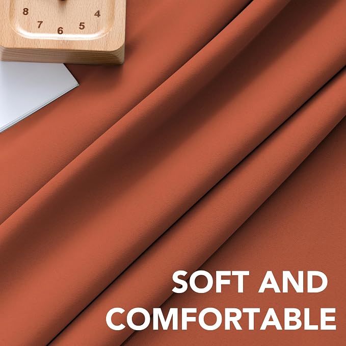 H.VERSAILTEX Blackout Curtains Thermal Insulated Window Treatment Panels Room Darkening Blackout Drapes for Living Room Back Tab/Rod Pocket Bedroom Draperies, 52 x 45 Inch, Orange, 2 Panels