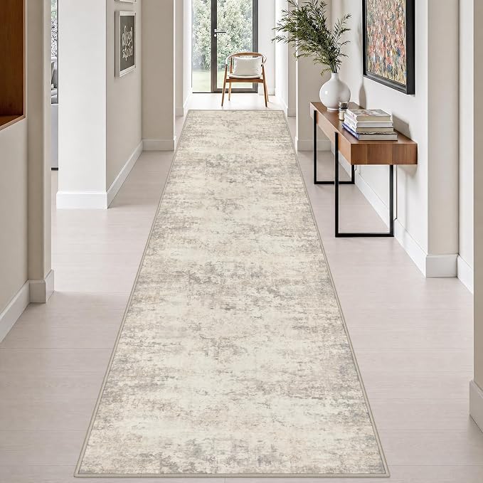 3x14 Washable Runner Rug：Modern Abstract Soft Carpet Brown Beige | For Hallway, Bedroom, Kitchen, Laundry, Bathroom,Door Mat,Modern Abstract,Machine washable,Non-Slip,Stain Resistant,Indoor