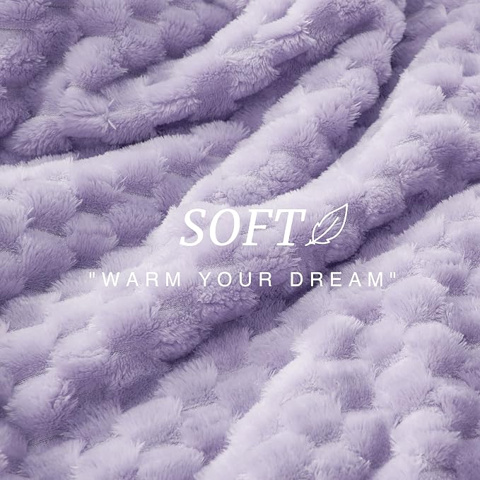 EXQ Home Fleece Throw Blanket for Couch or Bed - 3D Imitation Turtle Shell Jacquard Decorative Blankets - Cozy Soft Lightweight Fuzzy Flannel Blanket Suitable for All Seasons(50"×60",Light Purple)