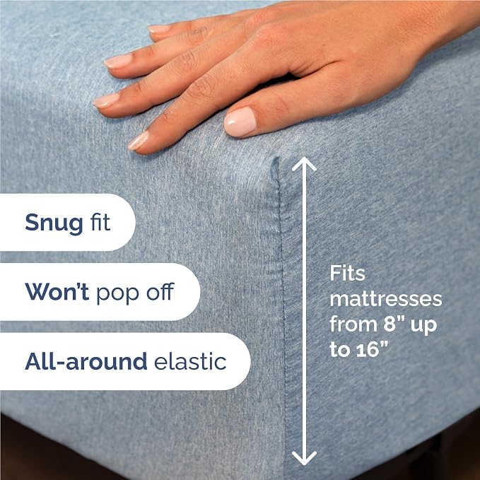 Full 6 Piece Bed Sheet Set - Breathable & Cooling Sheets - Heathered Blue | Ultra-Soft Hotel Luxury Bedding Set with 8-16 Inch Deep Pockets, 1 Flat & 1 Fitted Sheet & 4 Pillowcases, Wrinkle & Fade Free