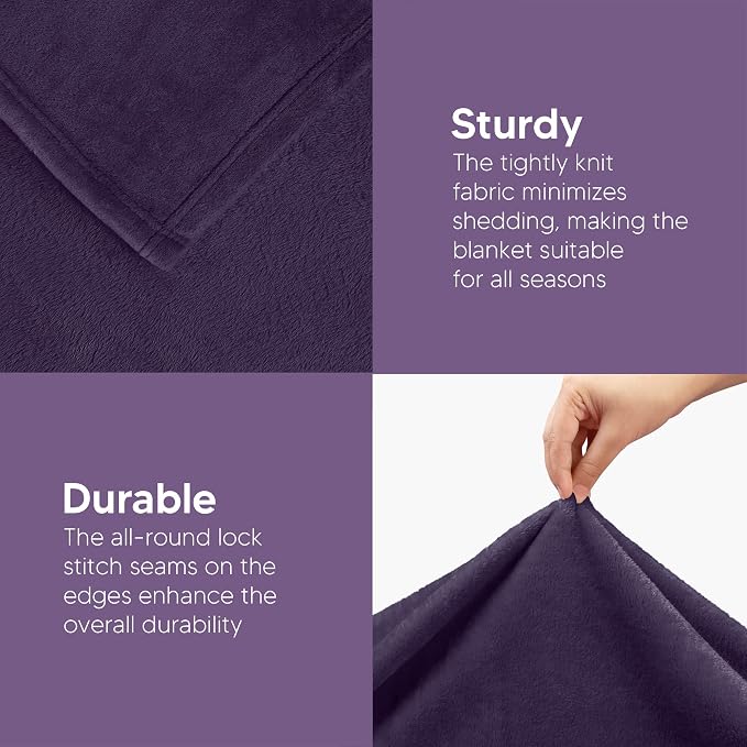 Utopia Bedding Ultra Soft Fleece Bed Blanket Twin Size Purple (60x80 Inch) | Microfiber Plush Warm Lightweight Breathable Cozy Blanket Anti-Static, All Season Use, Gift for Women and Men