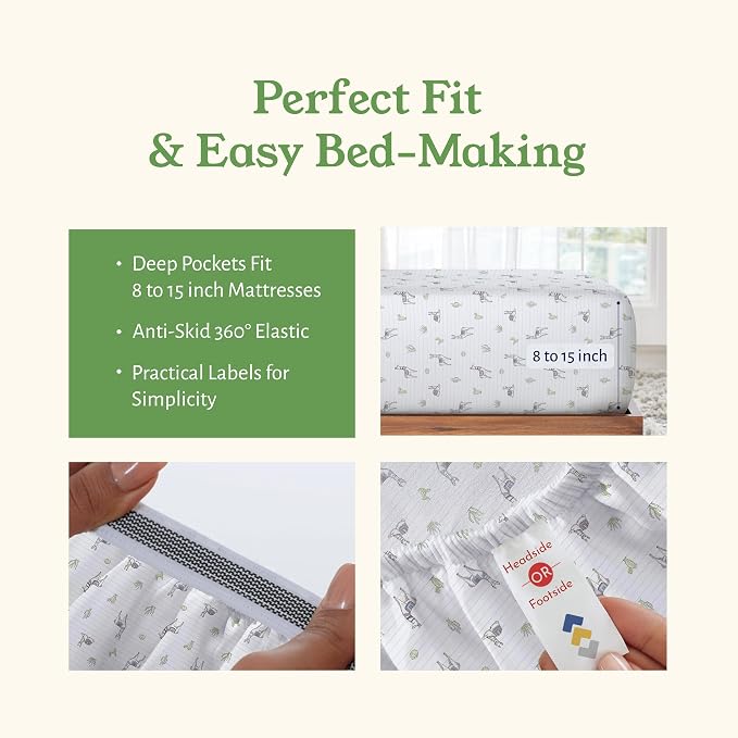 California Design Den Organic Cotton Deep Pocket Queen Sheets, Llama Print | GOTS Certified, Lightweight Crisp & Airy Percale For Hot Sleepers, 15" Deep Pocket, All-around Elastic, Easy Care