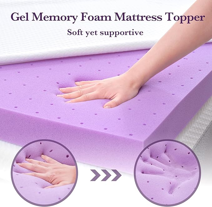SINWEEK 3 Inch Gel Memory Foam Mattress Topper, King Size | Cooling Cover Ventilated Pressure Relieve Mattress Pad, Breathable, CertiPUR-US Certified