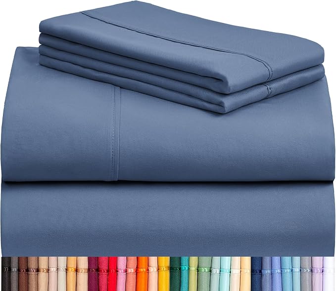 LuxClub 4 PC King Sheet Set, Breathable Luxury Bed Sheets, Deep Pockets 18" Wrinkle Free Cooling Bed Sheets Machine Washable Hotel Bedding Silky Soft - Oxford King | LuxClub Silky Fitted Sheet & Pillowcase Sets, Breathable Hotel Luxury Bedding for Matt...