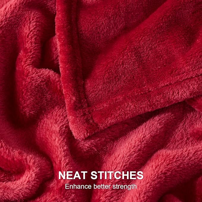 Hansleep Queen Red Fleece Blanket, Soft Flannel Bed Blanket | Fuzzy Cozy Blanket 90x90 Inches, Multi-use for Bed, Sofa, Couch, Travel, Camping, All Season Warm Lightweight Cover