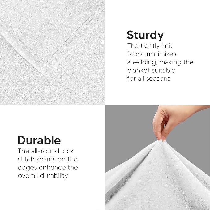 Utopia Bedding Ultra Soft Fleece Bed Blanket Queen Size White (90x90 Inch) | Microfiber Plush Warm Lightweight Breathable Cozy Blanket Anti-Static, All Season Use, Gift for Women and Men