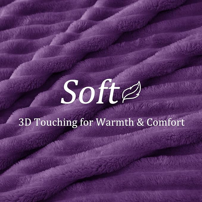 BEDELITE Striped Fleece Throw Blanket, Purple, 50"x60" | 300GSM Microfiber Fleece, Soft Cozy, Lightweight Warm, Double-Sided Plush, Machine Washable, Gift, Room Decor, for Couch Sofa