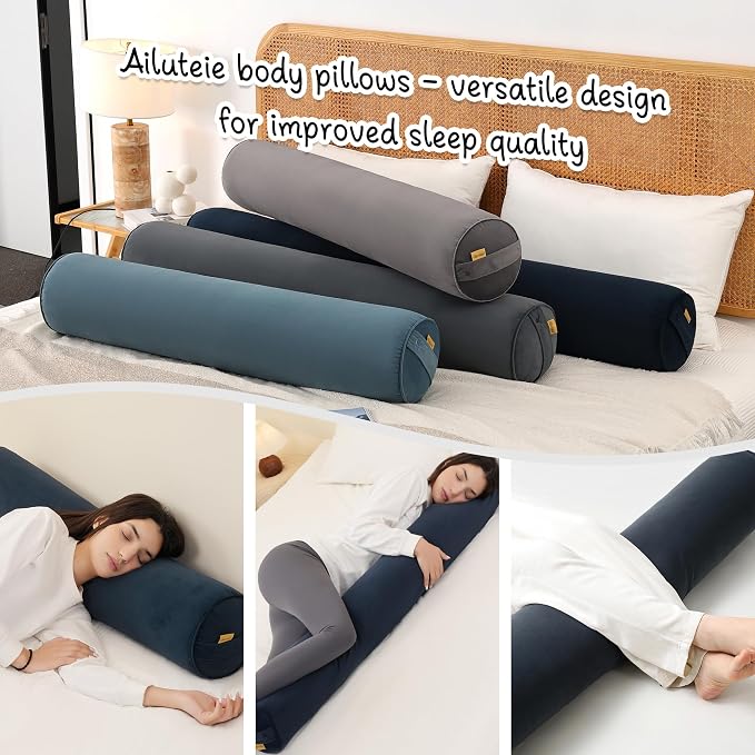 Body Pillow for Adults,Long Round Pillow,Big Cylindrical Pillow,Large Full Bolster Pillows for Side Sleepers (Teal Blue, 47.24"*7.87")