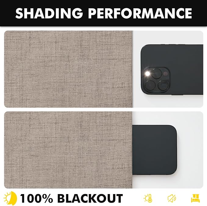 MIULEE 100% Blackout Linen Burlap Curtains for Bedroom 42 x 90 Inch 2 Panel | Thermal Insulated, Room Darkening Drapes for Living Room, Back Tab Rod Pocket Pinch Pleated, Taupe Brown Solid Luxury Decor