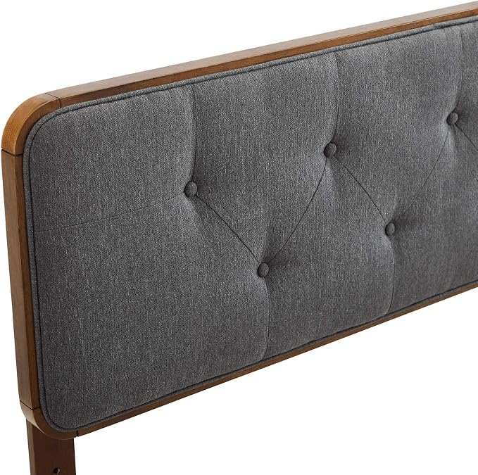 Modway MOD-6235-WAL-CHA Collins Tufted King Fabric and Wood Headboard, Walnut Charcoal