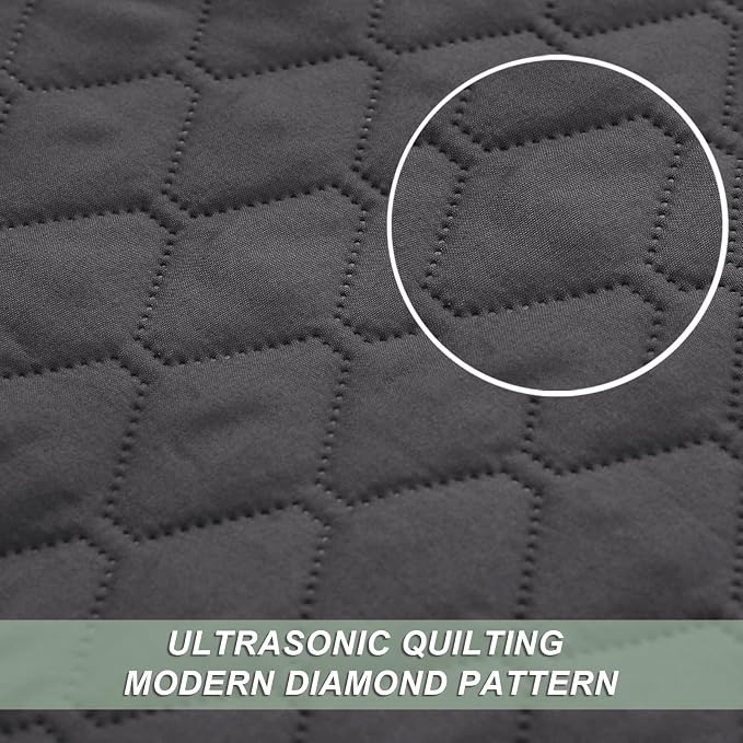 Exclusivo Mezcla Reversible California King Quilt Set, Grey | Lightweight Bedspreads with 2 Pillow Shams, Soft Microfiber, All Season Bed Coverlets for Bedroom Guest Room, 112x104 Inch