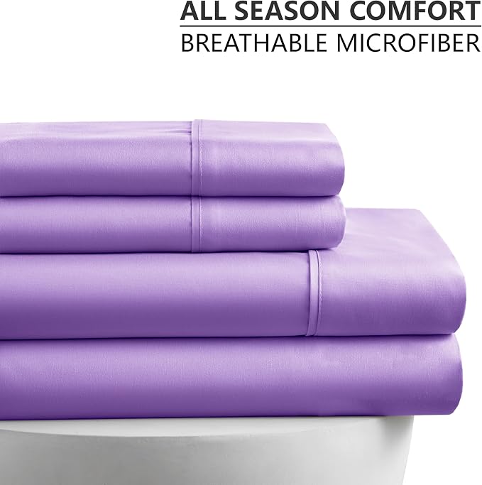 American Home Collection King Sheet Set - Ultra-Soft Microfiber 15-Inch Deep Pocket - Wrinkle Free and Fade Resistant (Lavender)