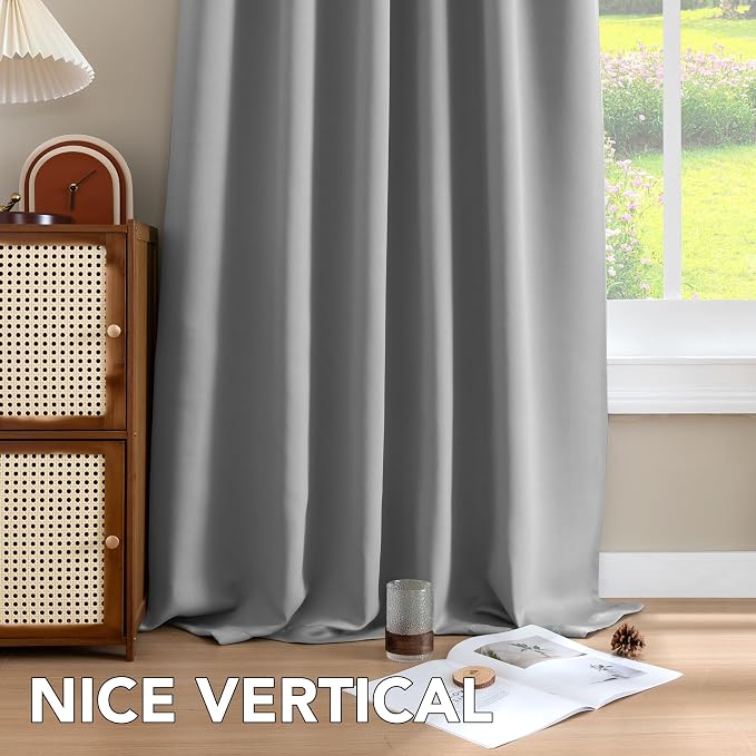H.VERSAILTEX Blackout Curtains Thermal Insulated Window Treatment Panels Room Darkening Blackout Drapes for Living Room Back Tab/Rod Pocket Bedroom Draperies (2 Panels, Grey, 42 x 54 Inch)