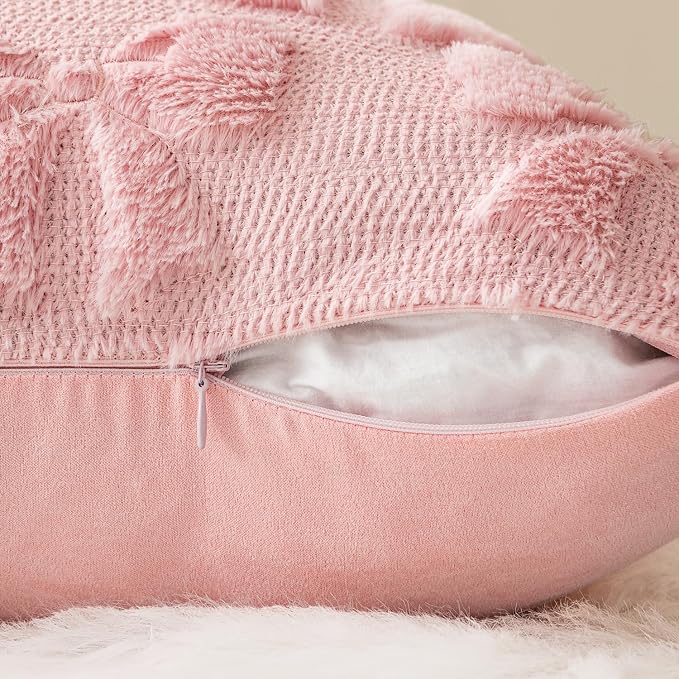 MIULEE Pink Bow Pillow Covers Coquette Room Decor 24x24 Euro | Aesthetic Decorative Cute Girl,Set of 2 Cushion Covers,Soft Plush Faux Pillowcases,Preppy Room Decor Bedroom Couch