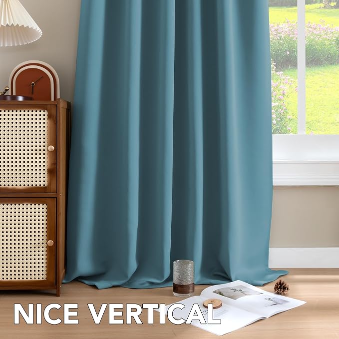 H.VERSAILTEX Blackout Curtains Thermal Insulated Window Treatment Panels Room Darkening Blackout Drapes for Living Room Back Tab/Rod Pocket Bedroom Draperies (2 Panels, Storm Blue, 52 x 96 Inch)
