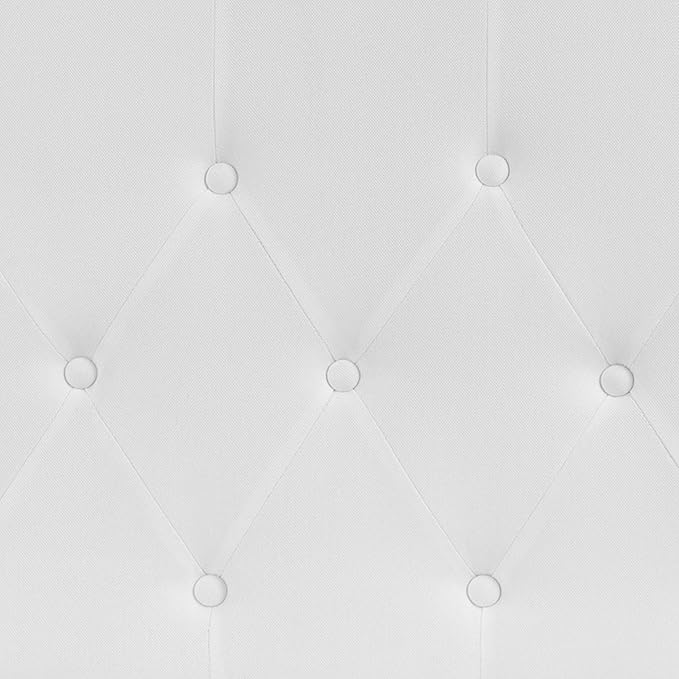 Flash Furniture Cambridge Button Tufted and Diamond Stitched Upholstered King Size Headboard in White Fabric