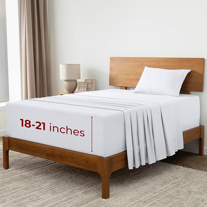 Mellanni Iconic 3-Piece, Ultra Soft Sheet Set (Twin, White) | 10M+ Sleepers. Lab-tested: Sleeps Cool, Stays Bright, Strong, Smooth. Good Housekeeping Best Bedding, 7 yrs running.