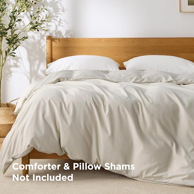 Bedsure Duvet Cover Queen Size, Soft Double Brushed Bedding, Light Beige | For Kids & Adults, 90"x90", Only 1 Comforter Cover, No Pillow Shams, Hotel Luxury, Breathable, Lightweight, Zipper Closure