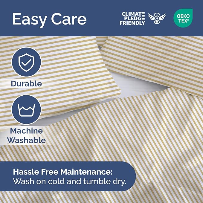Duvet Cover Cal King Size - 3 Piece with Zipper Closure - Beige Stripes | Extra Soft, Breathable, Cal King Duvet Cover 104" x 98" with 2 Pillow Shams, Zipper Closures & Ties, Women, Men, Kids & Teens