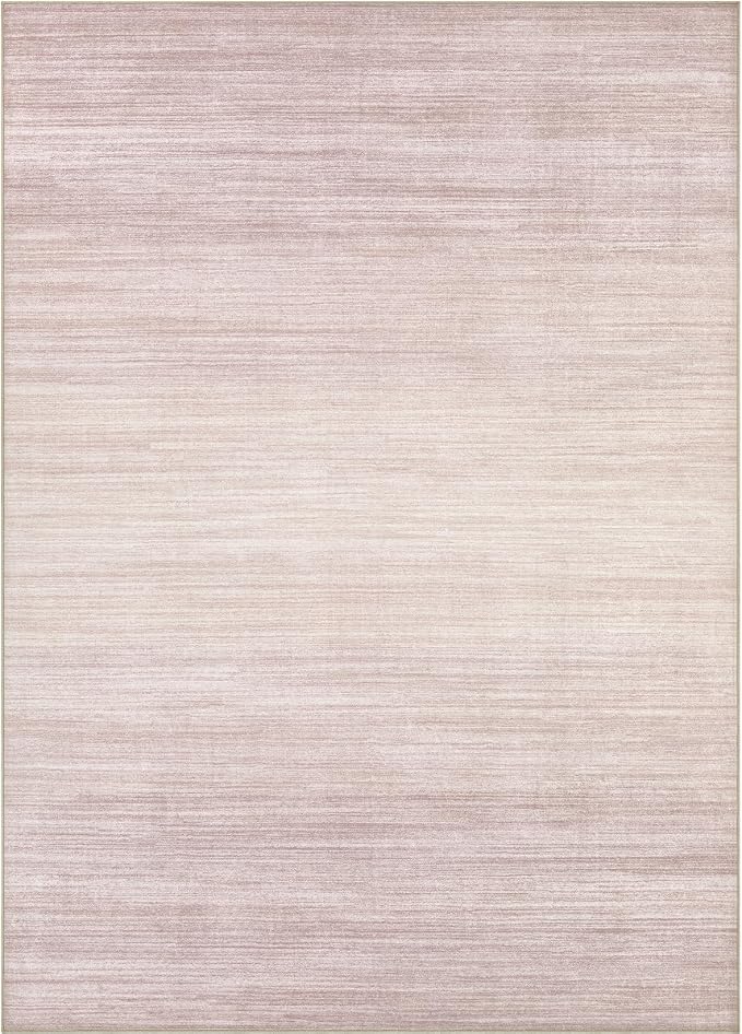 UERMEI 9x12 Washable Area Rug - Neutral Modern Abstract Living Room Rugs, Non-Slip Soft Large Indoor Floor Carpet for Bedroom Home Office & Under Dining Table Decor, Soft Pink