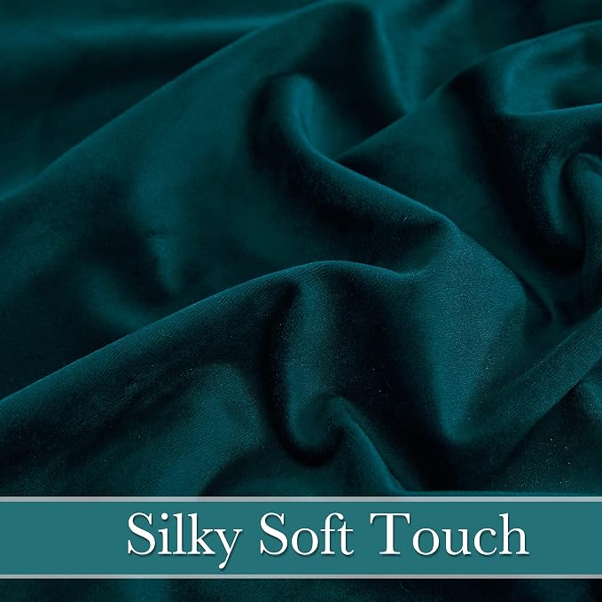 RYB HOME Teal Velvet Blackout Curtains 96 inches for Bedroom Living Room | Thermal Insulated,Privacy UV Block,OEKO-TEX Certified,Luxury Window Decor for Dining Room Sliding Door,W52 x L96,2 Panels